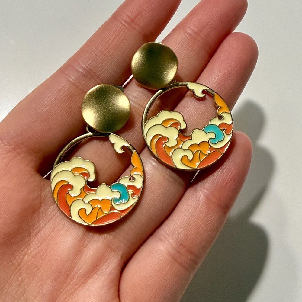 🎆3 FOR$20🎆 Japanese Gold Wave Earrings